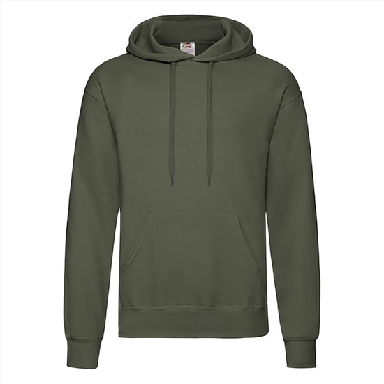 Fruit of the Loom Hoodie Classic Olive Maat M dubbellaagse capuchon