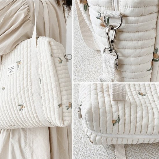 Sac à langer - Mombag - Sac à bandoulière - Sac à langer - Cadeau de maternité - Groot - Olive - Beige