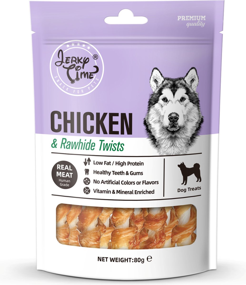 Jerky Time - Chicken & Rawhide Twisted - Hondensnacks - Voordeelbundel 5 stuks