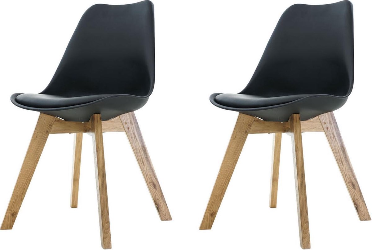Essence Madera Eetkamerstoel zwart - Houten onderstel - Set van 2