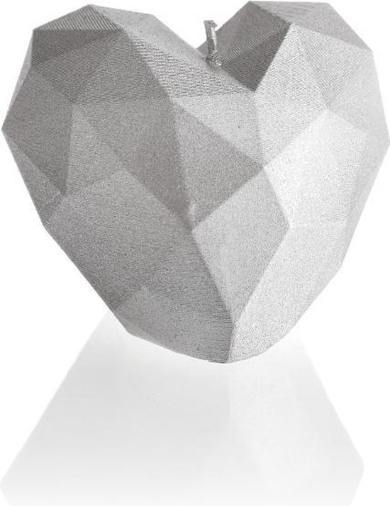 Candellana Figuurkaars Hart Modern - zilver gelakte figuurkaars - Hoogte 7,8 cm (18 uur) - Hart kaars