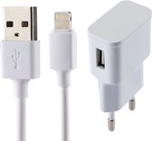 5V 2.1A Intellgentidentificatie USB-lader met 1m USB naar 8-pins oplaadkabel, EU-stekker, voor iPhone XR / iPhone XS MAX / iPhone X & XS / iPhone 8 & 8 Plus / iPhone 7 & 7 Plus / i