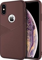 Ultradunne Shockproof Soft TPU + lederen case voor iPhone XS Max (bruin)