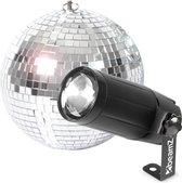 Boule disco avec éclairage - Boule disco BeamZ 20cm avec pin spot LED - Boule disco enfants