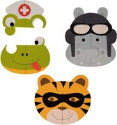 Bo Jungle - Puzzel Peuters - In Foam - Kan ook in het bad - 4 stuks per diertje - Jigsaws Baby - Badspeeltje - Animal Puzzle (3 Stuks) Tijger - Nijlpaard - Kikker