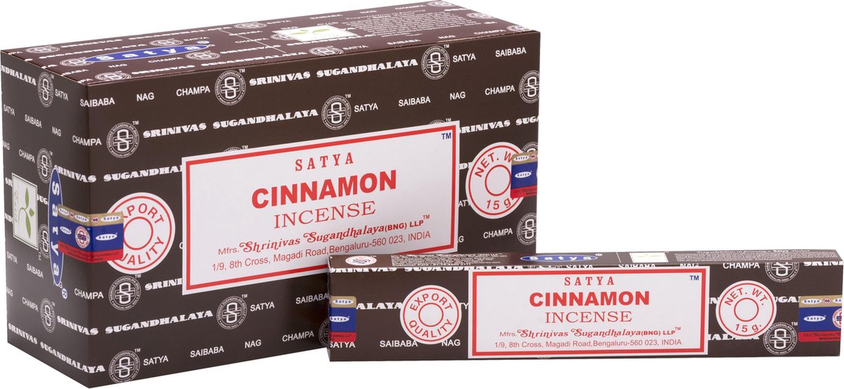 Satya cinnamon - kaneel - wierook - doos 12 pakjes Bruin