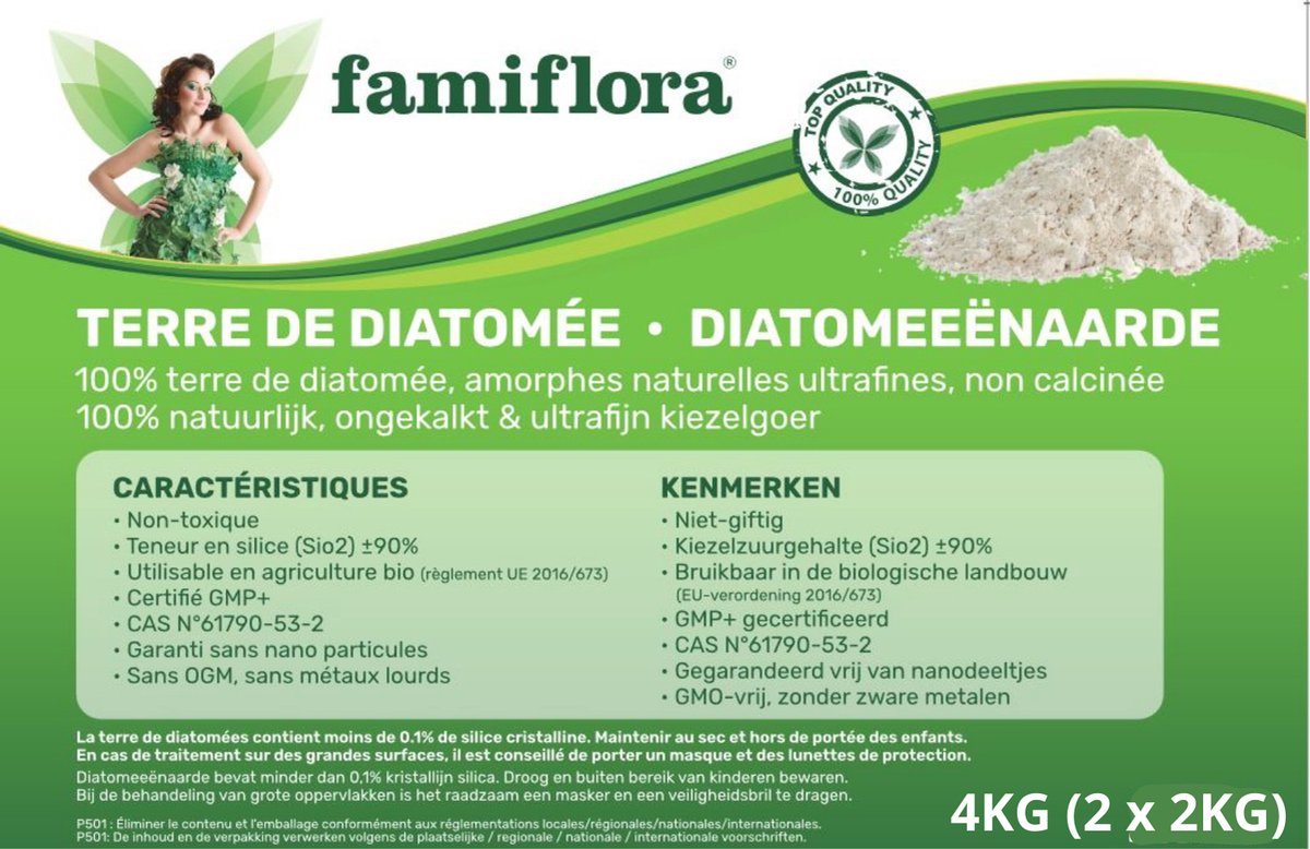 Terre diatomée ultrafine Famiflora 4KG (2 seaux de 2 KG)