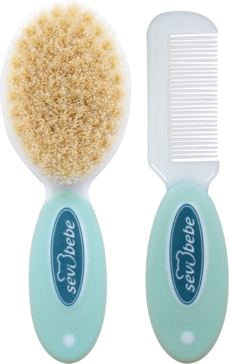 Goedkoopste Sevibaby Natural Blauw Borstel en Kam Set 401-1