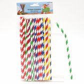 Drinkrietjes buigbaar - papier - set 50x - multicolor kleuren - 20 cm - verjaardag/feestje