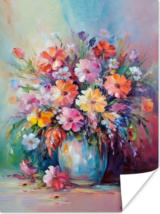 Poster Fleurs - Art - Peinture - Printemps - Bouquet - 120x160 cm XXL