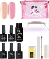 Mlle Jules® 6 pièces Gellak Vernis à ongles Set - Couleur Corail - Crème Pink- Glitter - Brillant et Opaque Résultat