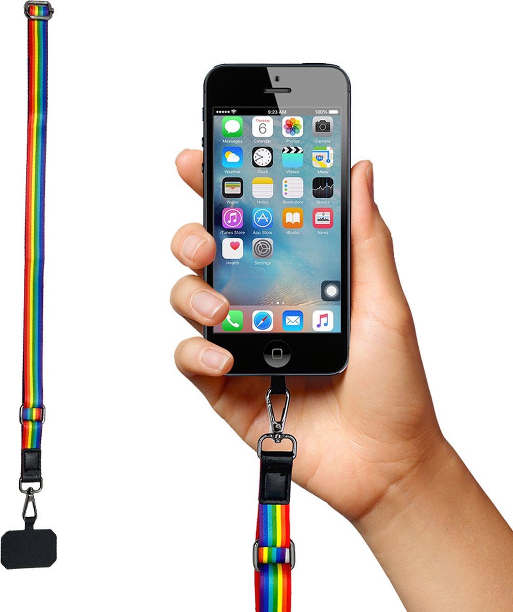 Yucka telefoonkoord universeel - Telefoonketting - Phone cord - Koord voor telefoon - Verstelbaar - Rainbow