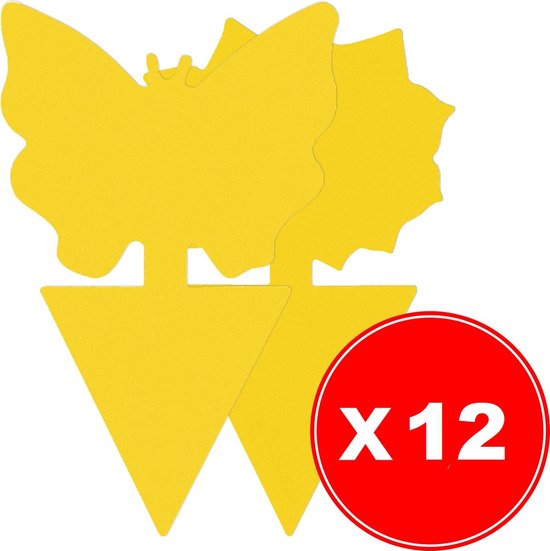 Rouwvliegjes Bestrijden - Fruitvliegjes Vanger - Varenrouwmug Bestrijden - Vliegenvanger - Plak Klavertjes Tegen Rouwvliegen - Vangplaten - 12 stuks