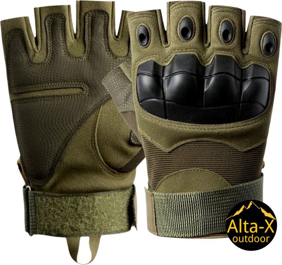 Alta -X - Groen Leger handschoenen - Militaire vingerloze tactische handschoenen - Groen - L - Airsoft handschoenen