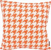 Sierkussen Pied-de-Poule Oranje | Outdoor / Buiten Collectie | 45 x 45 cm | Katoen/Polyester
