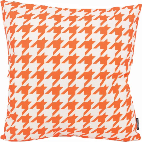 Sierkussen Pied-de-Poule Oranje | Collection Plein air / Extérieur | 45 x 45 cm | Coton / Polyester