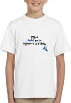Papa en ik kijken voetbal - Kinder T-Shirt - Wit - Maat 146/152 - T-Shirt leeftijd 11 tot 12 jaar - Grappige teksten - Cadeau - Shirt cadeau - Voetbal fan - verjaardag -