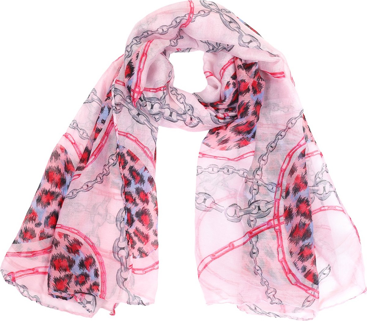Sjaal met Panterprint - 180x70 cm - Roze