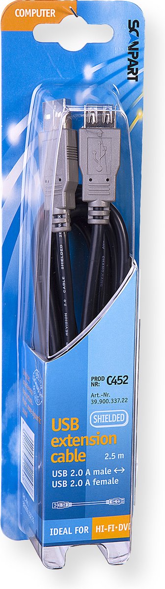 Bandridge USB 2.0 A Male naar USB 2.0 A Female - 2 m