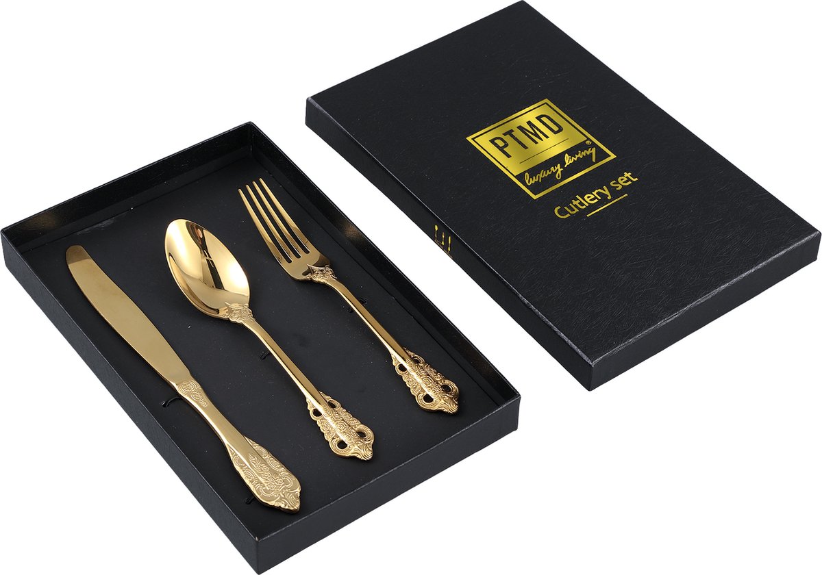 PTMD Serviesset Cadeabox - Titanium Goud - 3 Stuks