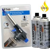 TronicXL Handonkruidbrander + 2 patronen butaangas - onkruidverdelger, gasbrander, vlambrander, gasonkruidbrander, vlamwerper met piëzo-ontsteking