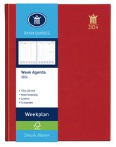 Ryam | Bureau agenda | Weekplan Wit NL Mundior | 2024 | Genaaid gebonden | 170 x 220 mm | 14 mnd | Rood |