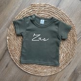 Baby t-shirt korte mouw - Zus - Groen - Maat 98 - Zwanger - Geboorte - Big Sister - Grote Zus - Aankondiging - Zwangerschapsaankondiging - Peuter - Dreumes