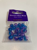 Perles de verre - Crackle Perles - 20 pièces - 8 mm - Turquoise - Violet