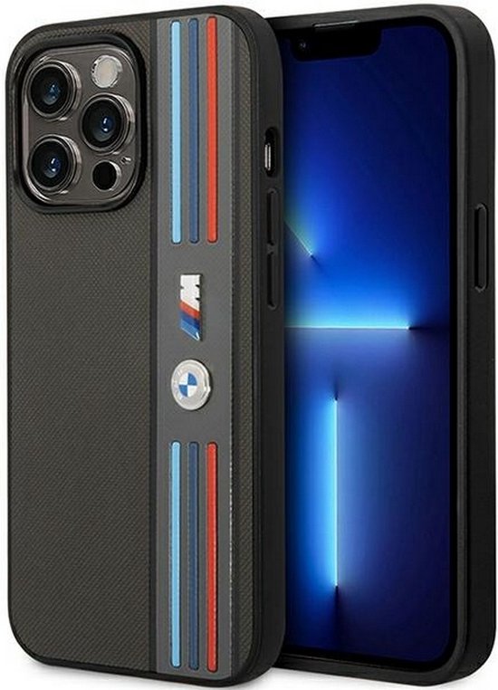 BMW M Tricolor Back Case - Geschikt voor Apple iPhone 14 Pro (6.1") - Grijs