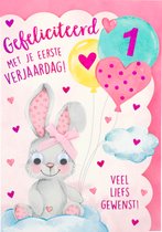 Depesche - Kinderkaart met de tekst "1 - Gefeliciteerd met je eerste verjaardag" - mot. 040