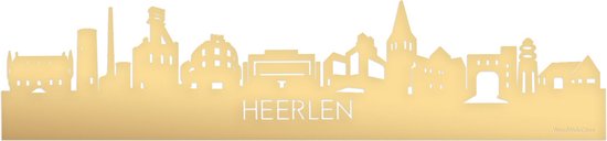 Skyline Heerlen Goud Metallic - 100 cm - Woondecoratie - Wanddecoratie - Meer steden beschikbaar - Woonkamer idee - City Art - Steden kunst - Cadeau voor hem - Cadeau voor haar - Jubileum - Trouwerij - WoodWideCities