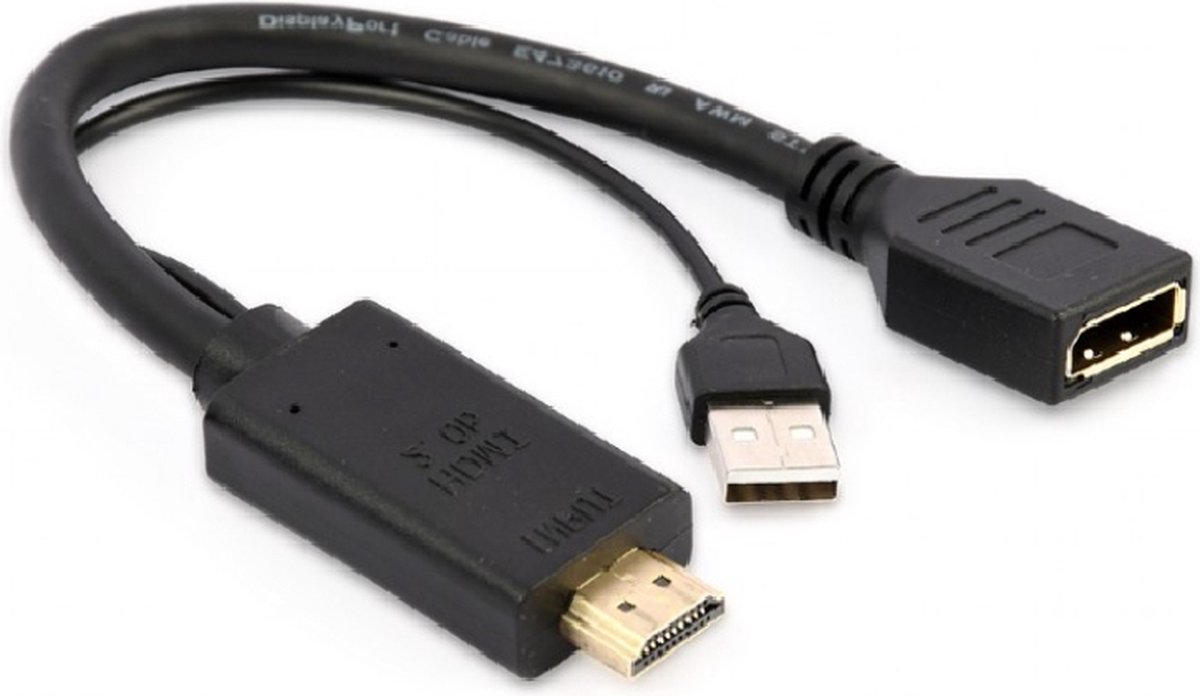 HDMI (m) naar DisplayPort (v) Adapter - 4K 60Hz - 0,15 meter - Zwart