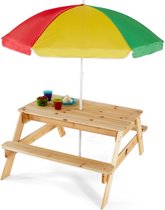 Table de pique-nique enfant Plum avec parasol - Bois - Naturel