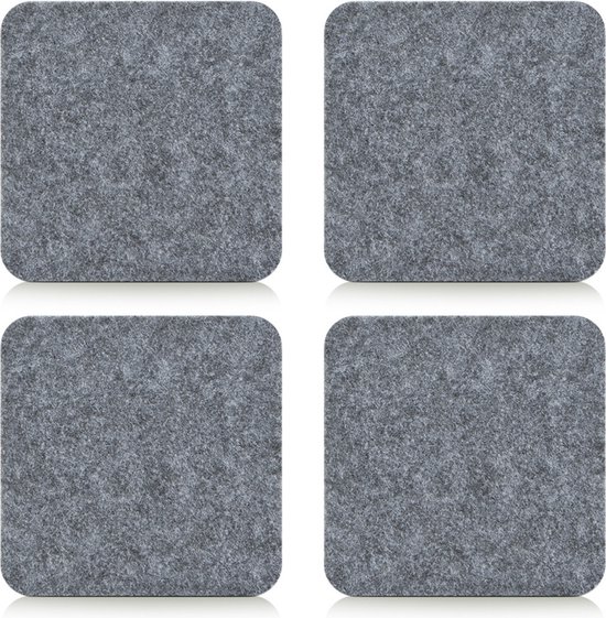 Placemats en onderzetters - set 4x - grijs - vilt - 45 x 30 cm