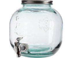 Decoris Drankdispenser/limonadetap met kraantje - gerecycled glas - 6L