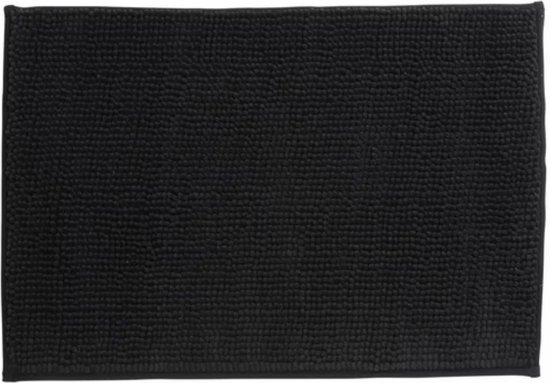 MSV Badkamerkleed/badmat/toilet - voor op de vloer - zwart - 40 x 60 cm - microvezel - anti-slip