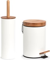 Zeller Badkamer/toilet accessoires - WC-borstel en pedaalemmer 3L - wit