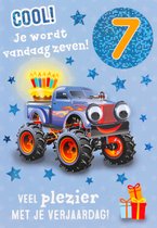Depesche - Kinderkaart met de tekst "7 - Cool! Je wordt vandaag zeven!" - mot. 014