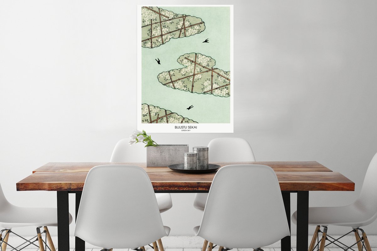 Poster Groen - Abstract - Vormen - Tekst - 60x80 cm