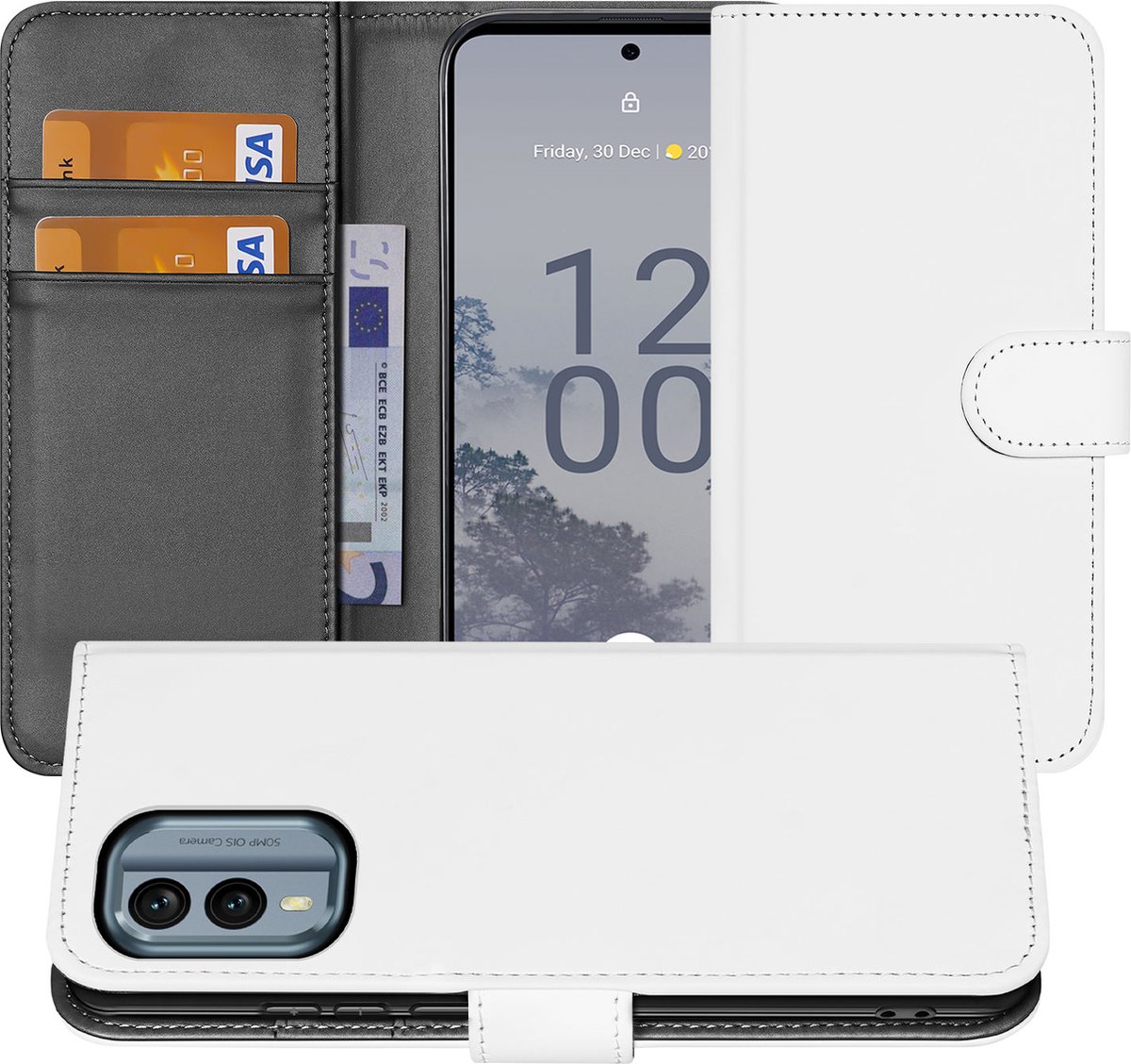 Book Case Telefoonhoesje voor de Nokia X30 Wit met Pasjeshouder