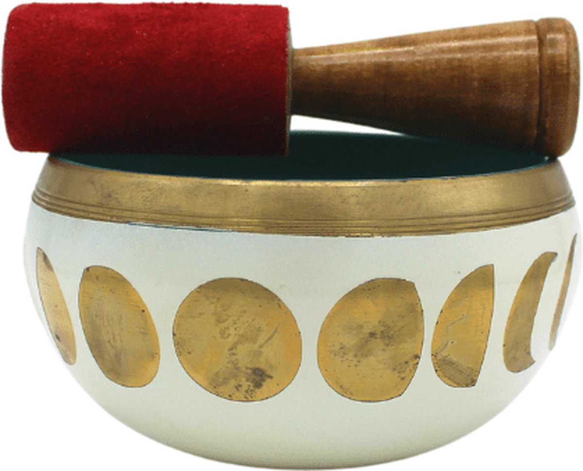 Moon phases white singing bowl 10 cm