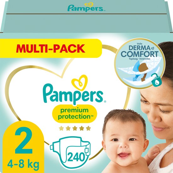 Pampers Premium Protection Luiers - Maat 2 (4-8kg) - 240 stuks - Multi-Pack