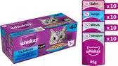 Whiskas 1+ - Kattenvoer Natvoer - Vis - Selectie in gelei - maaltijdzakjes 40 x 85 g
