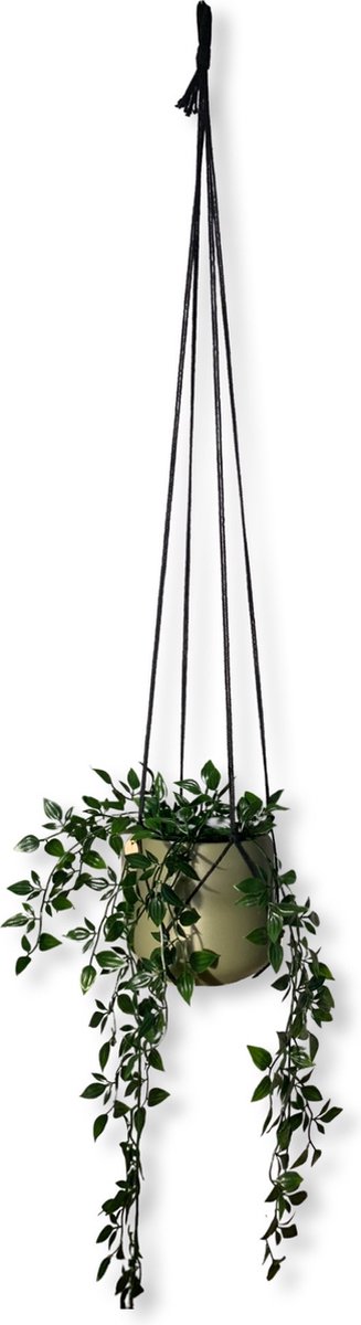 Plantenhanger Zonder Kwast - Kies Kleur en Lengte - Zwart - 100 cm lang - Katoenkoord - Geschikt voor Pot met Diameter t/m 20 cm - Handgemaakt in ons Macramé Atelier - Prijs per Stuk - Let op: Exclusief Pot - Inclusief Verzendkosten