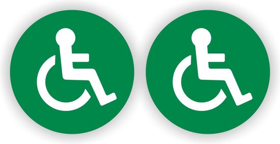 Rolstoel WC pictogram sticker set 2 stuks groen