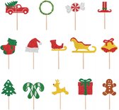 Akyol - 12 x kerst partyprikkers – kerst versiering - cupcake prikkers - kerst prikkers - sate prikker kerst - versiering op tafel - cocktailprikkers - party prikkers - Feestje – prikkers voor een feestje - Feest prikkers - cocktailprikkers