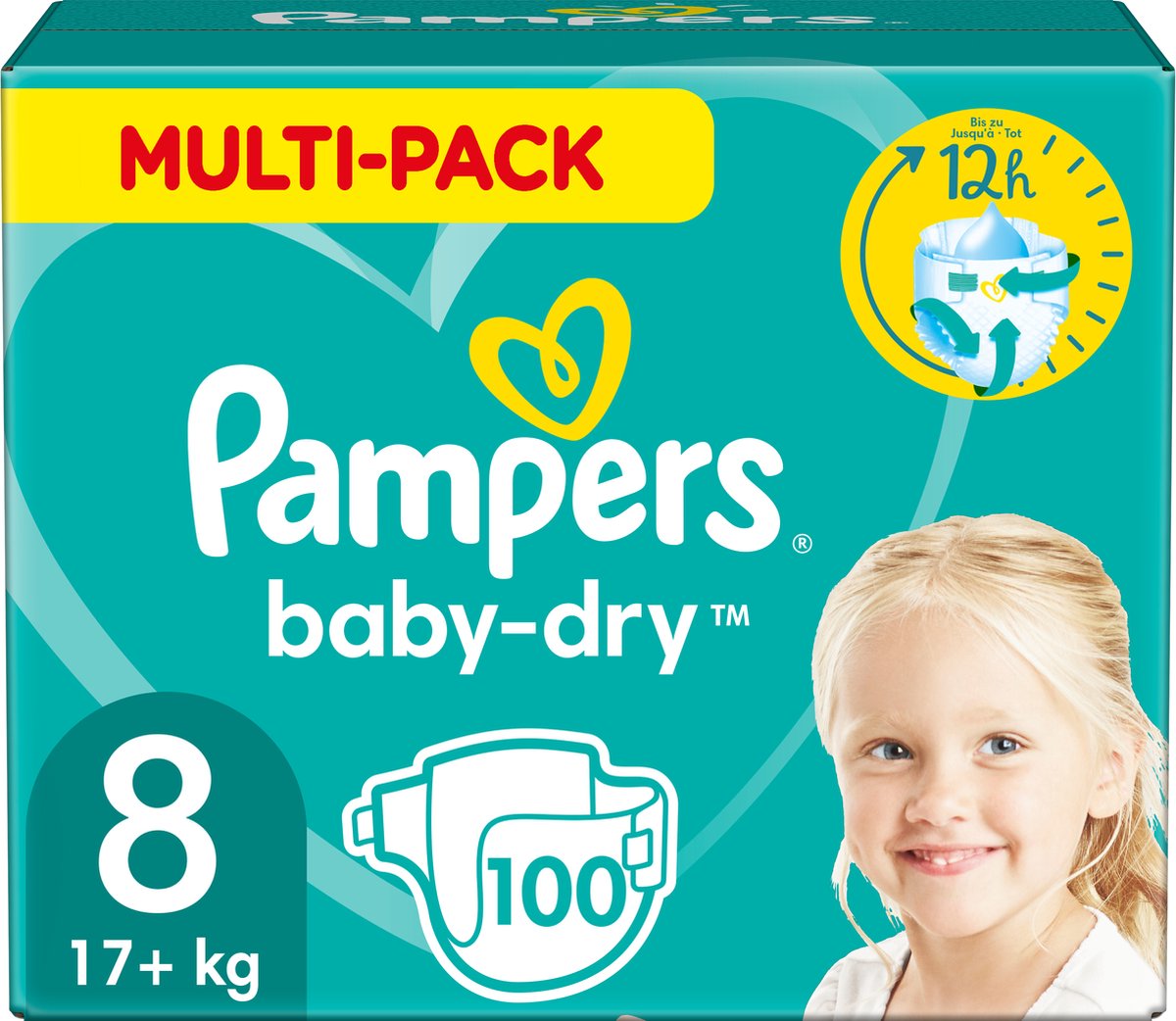 Pampers Baby Dry Luiers Maat 8 (17 kg+) 100 stuks - Multi-Pack | bol.com