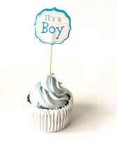 Akyol - Baby boy topper - 10 stuks cupcake toppers - Geboorte topper - Taart topper - Cake - Taart - babyshower topper - Het is een jongen- Prikker - 9 cm