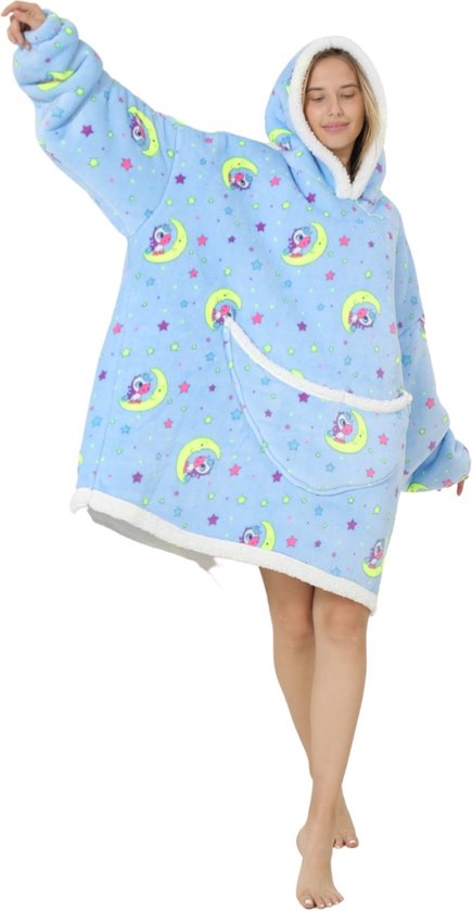Badrock hoodie deken met mouwen - TV deken - fleece deken met mouwen - fleece poncho -hoodie blanket - warm & zacht - Moon