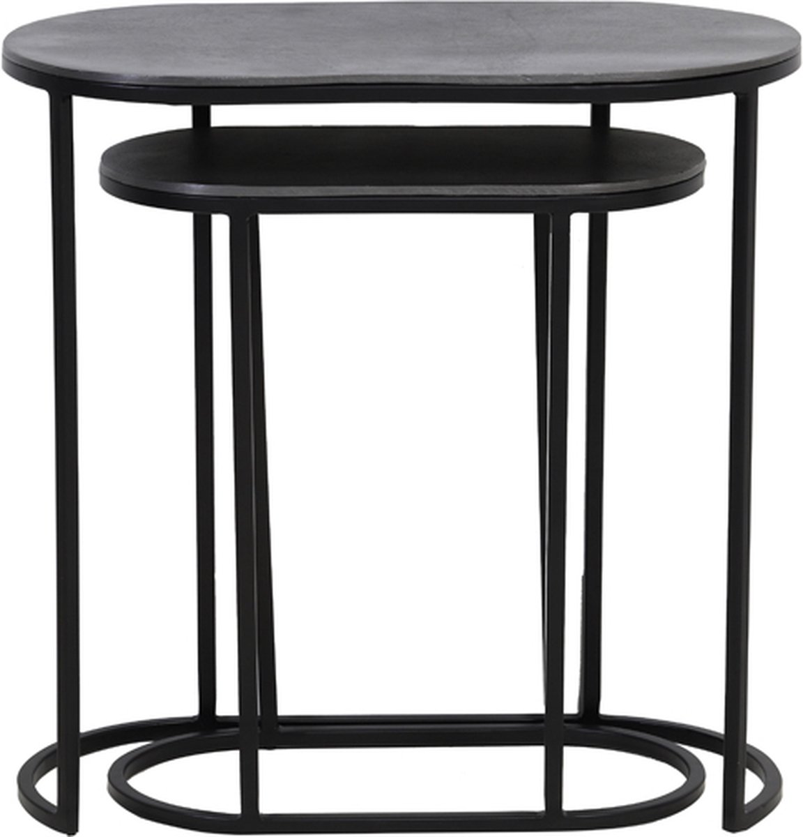 Bijzettafel BOCOV - 53x26x53cm - Zwart - Set van 2